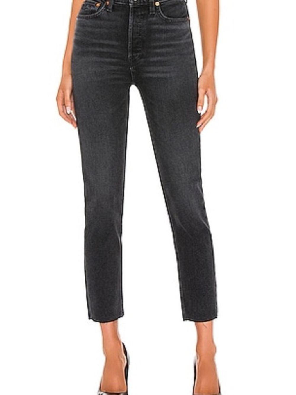 RE/DONE 90s High Rise Ankle Crop Faded Black 30